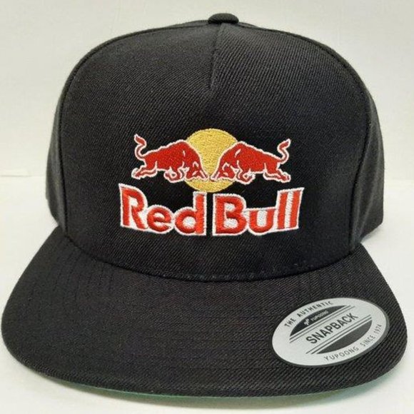 F1 Grand Prix Racing Redbull Red Bull Flat Bill Snapback Black Embroidered Hat